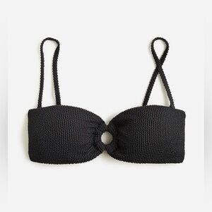 J. Crew Heritage Textured O-ring Bandeau Bikini Top&Bottom BP264 Sz 3X Black NWT